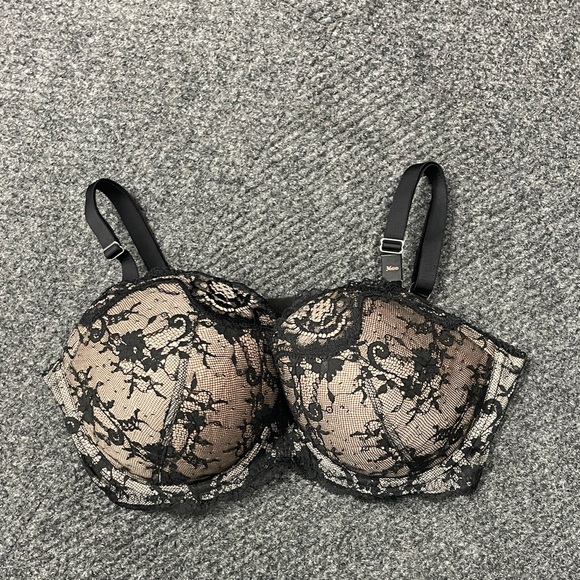 Victoria's Secret Black Lace Overlay Bra Demi Push Up size 36DD NWT - Picture 1 of 3